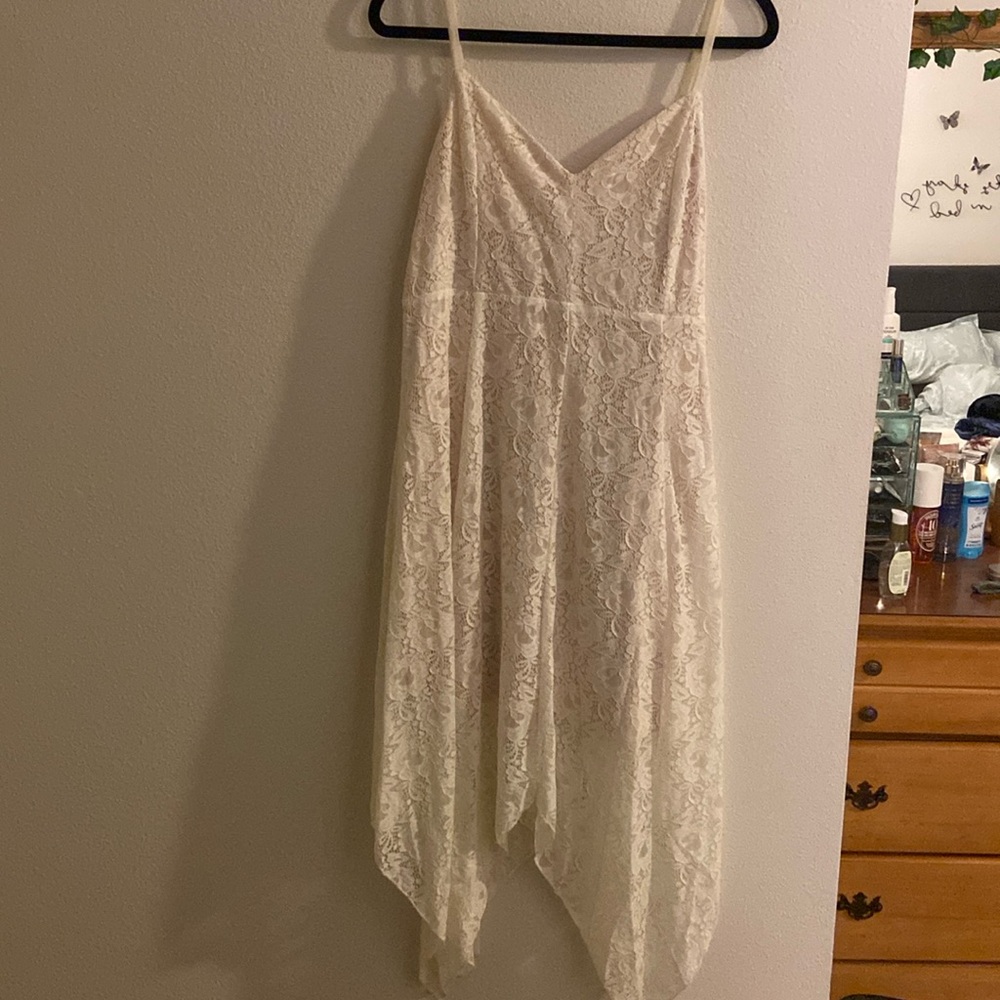 White floral flowy dress, grad dress, gown